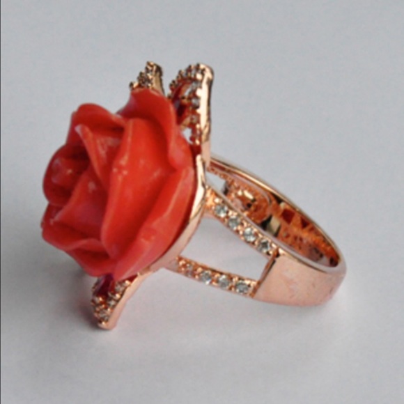 Rose Gold Rhinestone & semi-precious stones ring - Picture 3 of 4