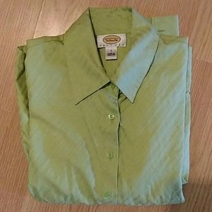 Green button up shirt