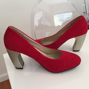 Red velvet with glitter heel.