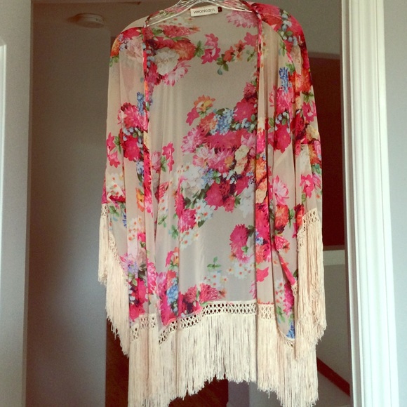Fringe kimono