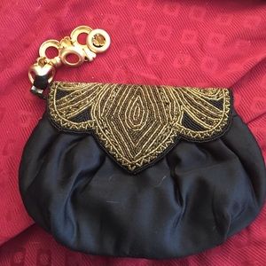 REDESIGNED VINTAGE BLACK SATIN CLUTCH