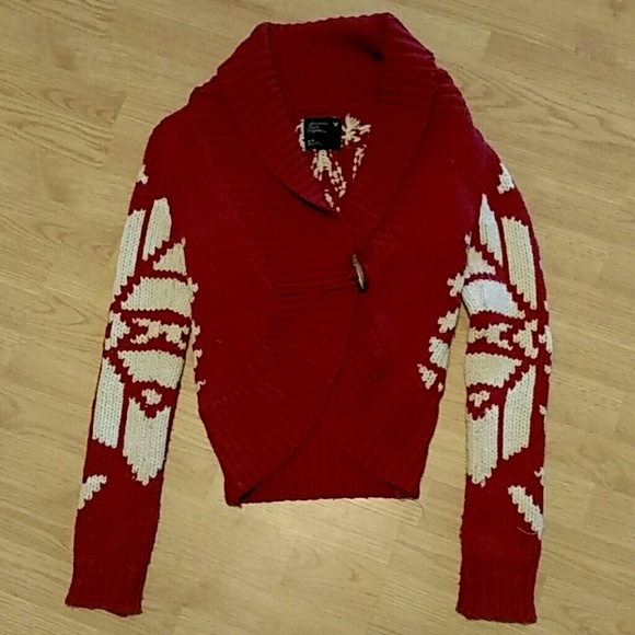 AE red and white patterned cardigan
