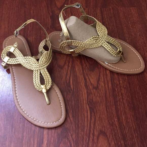 Braided Gold Sandals NWOT