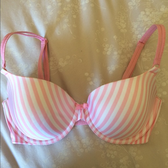 Victoria's Secret pink and white striped Demi bra