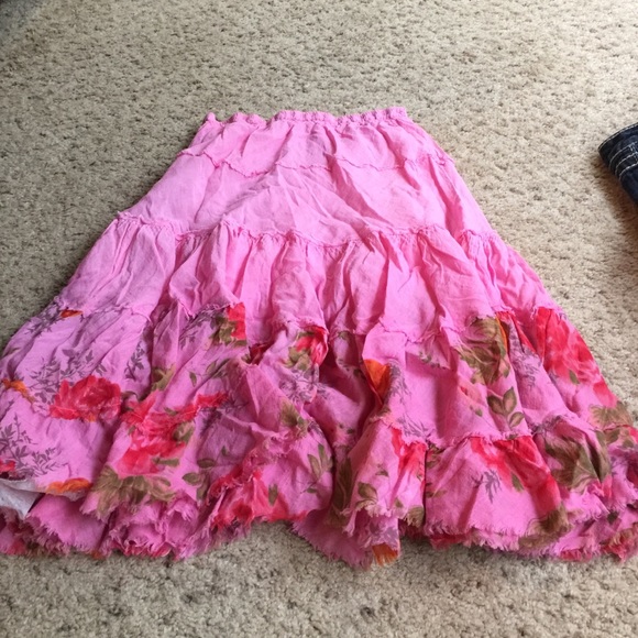 Pink skirt with flowers on bottom