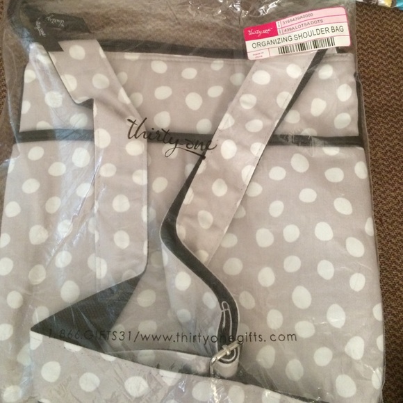 Polka dot organizing shoulder bag