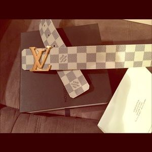 Louis Vuitton Damier Belt LV initials