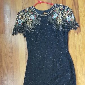 Vintage  Jeweled Black Dress *ON HOLD*