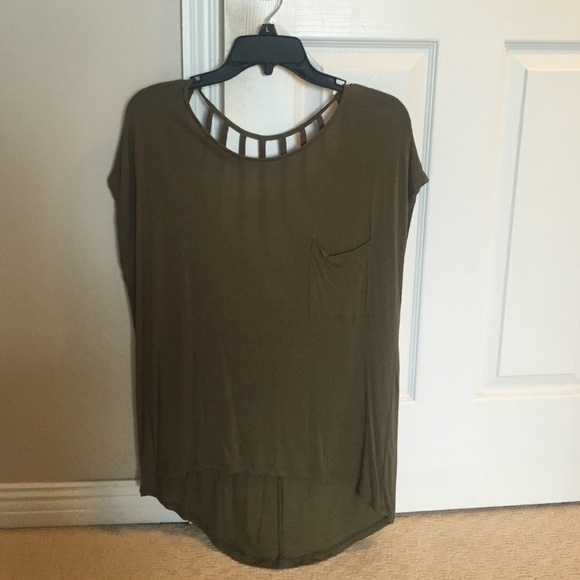 Army green sheer top