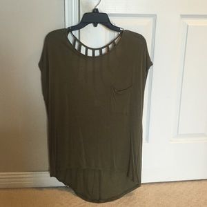 Army green sheer top