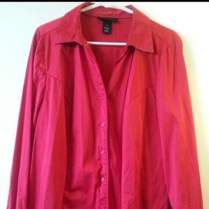 Red button down blouse