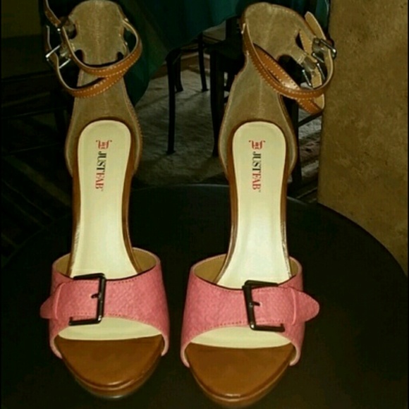 SOLD Justfab pink and brown heels