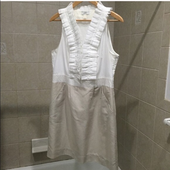 LOFT mixed media/ linen dress