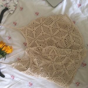 White crochet knit crop top