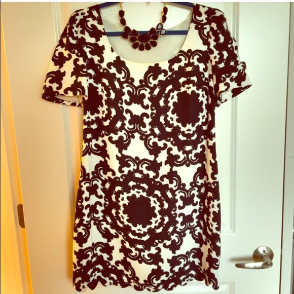 Anthropologie Black and White Scallop dress