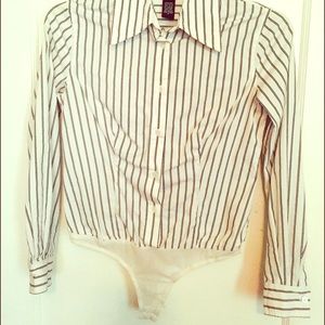 Striped body suit blouse.