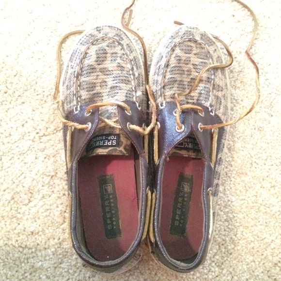 Sparkly cheetah print sperry topsiders