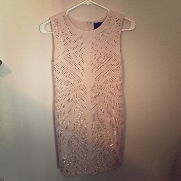 Cream Embellished Cocktail Party Dress