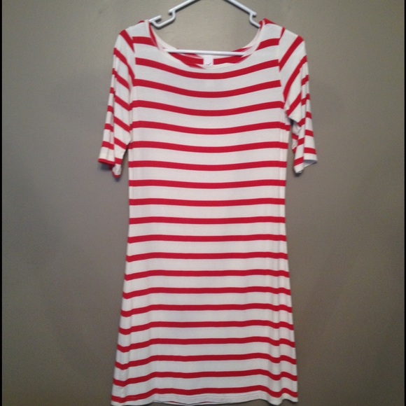 Organic cotton red/white stripe dress