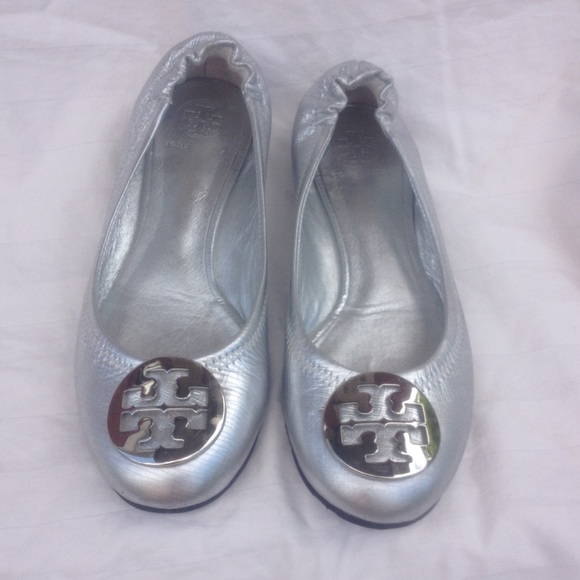 Tory Burch silver flats