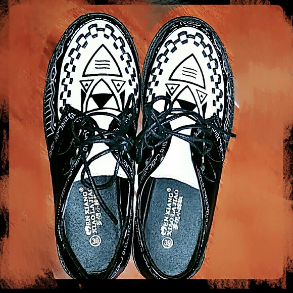 Never worn black and white platform shoes