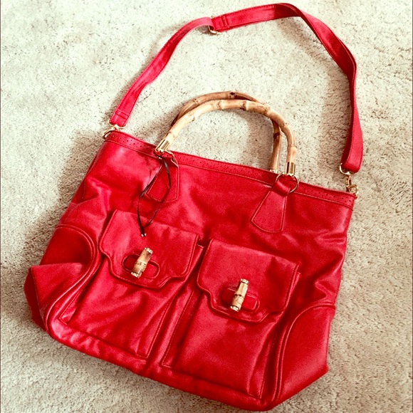 Justfab Red & Bamboo Handbag 👜