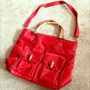 Justfab Red & Bamboo Handbag 👜