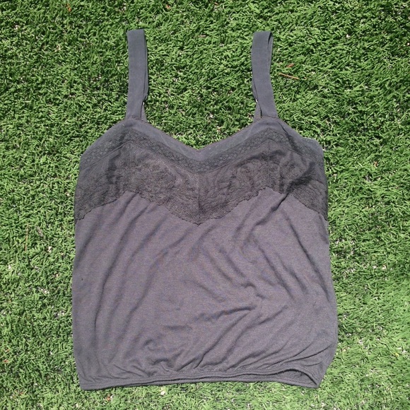 Grey Tank with Lace Details