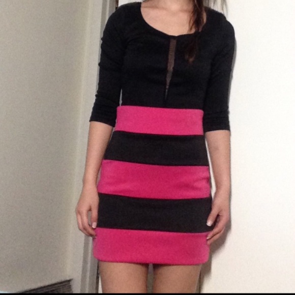 Hot Pink & Black Striped Skirt