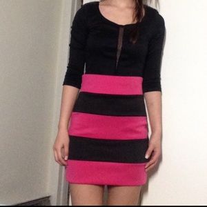 Hot Pink & Black Striped Skirt