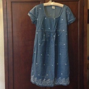 Denim eyelet maternity dress