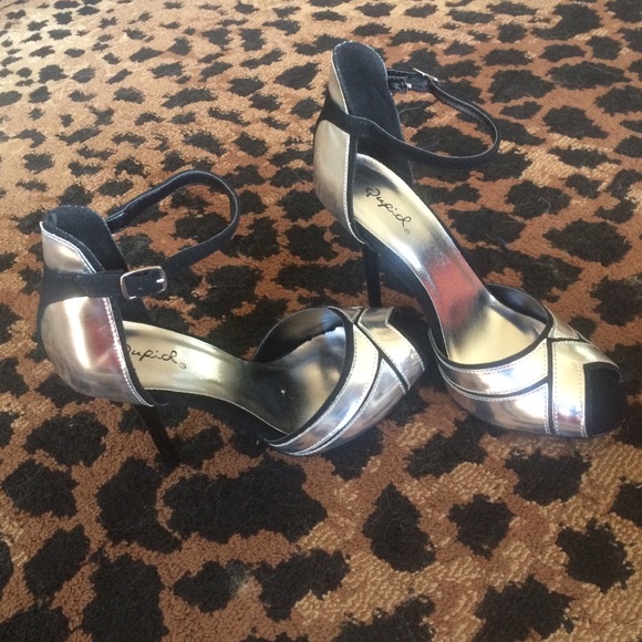 Silver/ black heels