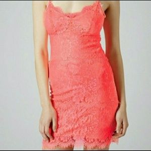 Topshop Hot Pink Lace Bodycon dress