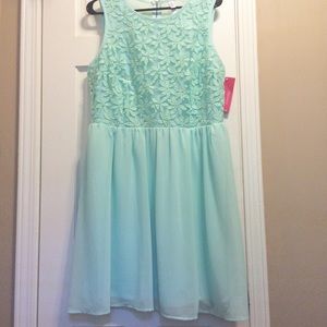 Mint Green/blue dress with floral embroidery XL