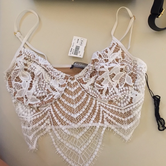 For Love or Lemons White Lace Bra Size M