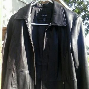 black leather jacket