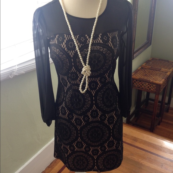 Little Black Dress with sheer long sleeves