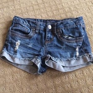 jean shorts.