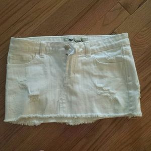Distressed white jean skirt from wet seal
