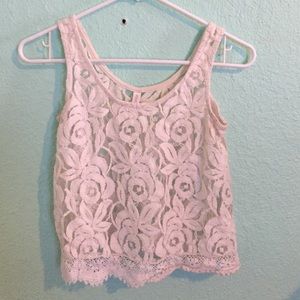 Lacey flower cream tank top