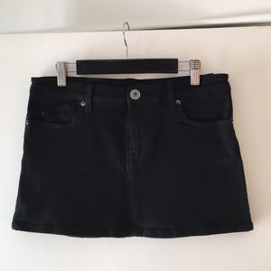 Black denim mini skirt