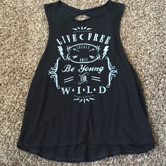 Black open back graphic top