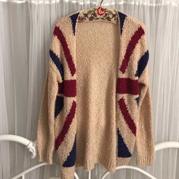 UO sparkle and fade British flag cardigan NWOT