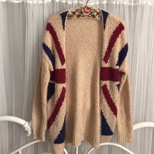 UO sparkle and fade British flag cardigan NWOT