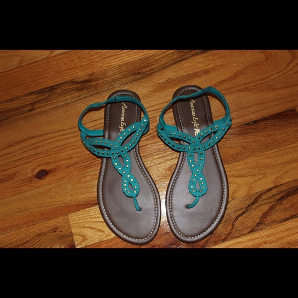 Blue studded sandals