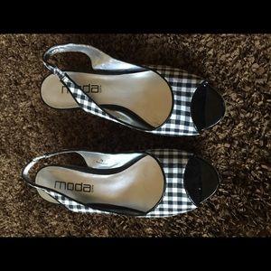 Black Checkered Cork Sandals