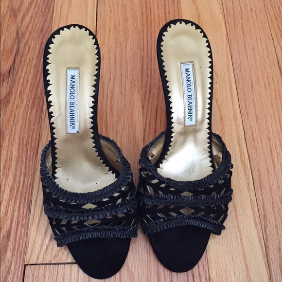Suede and Leather Manolo Blahnik mules