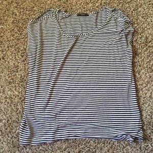 Striped top with cut out shoulders
