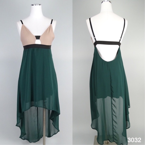 Solemio Dresses & Skirts - SOLEMIO M Dress High Low Green Nude