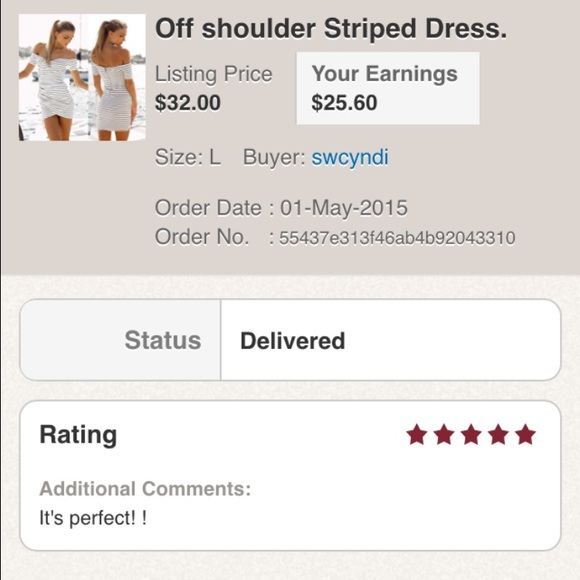 Striped Off Shoulder Dress! New! - Picture 2 of 2